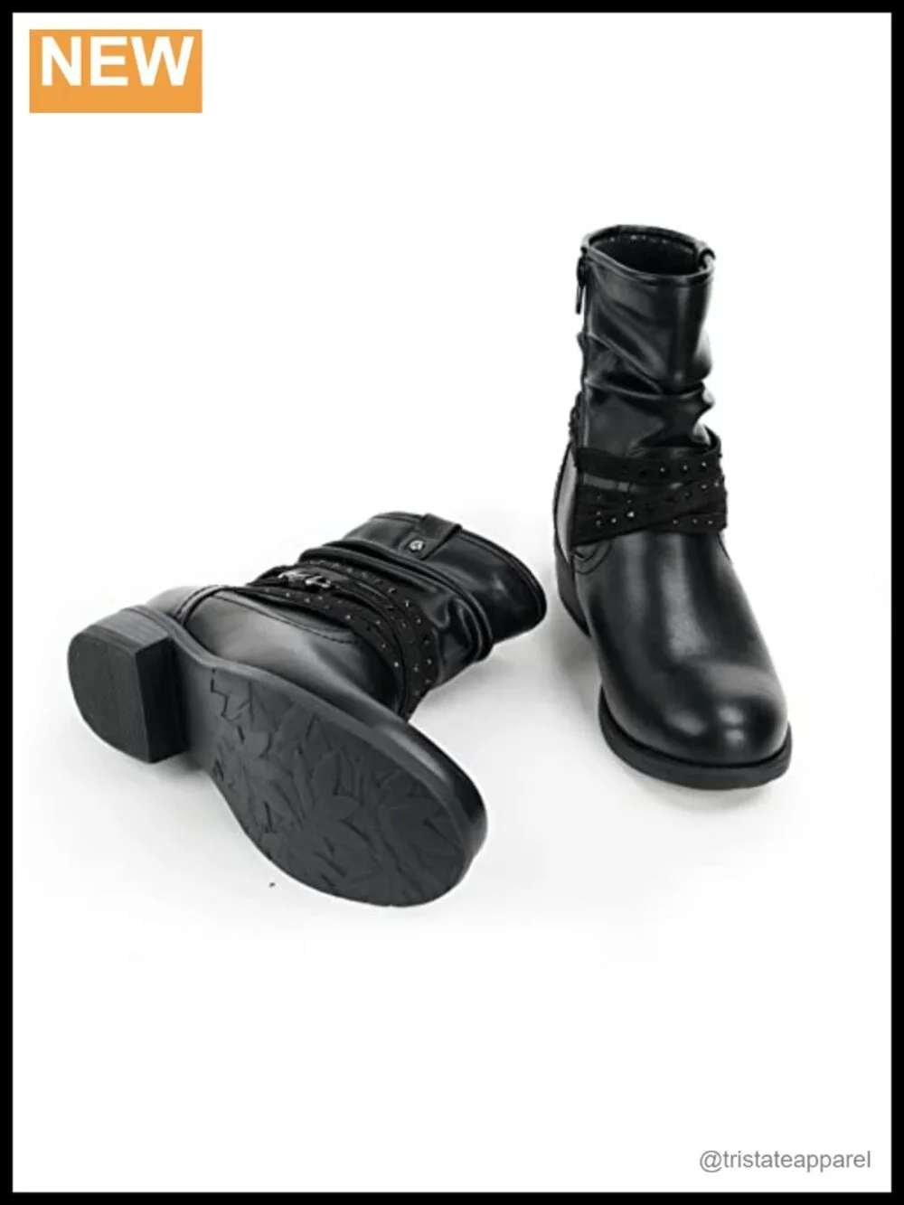 Women's Mid Calf Boots Round Toe Low Heel Slouchy Bootie Side Zipper Buckle